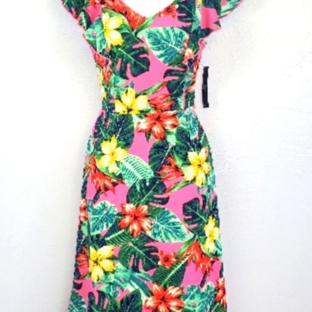 New York & Company Pink Floral Midi Dress